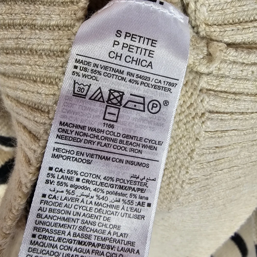 Old Navy Striped V-Neck Sweater - Tan and Black